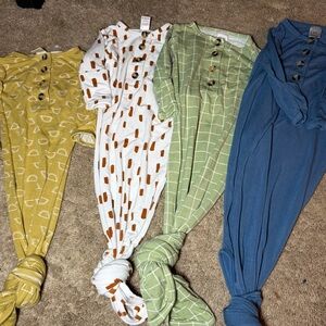 Baby Knotted Romper - Green Grid